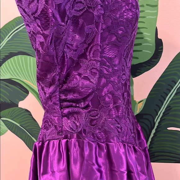 Vintage 80s Lace Prom Dress - Picture 5 of 10
